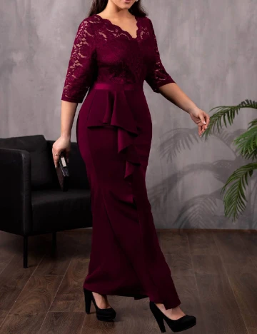 Rochie lunga Miusol Plus Size, visiniu