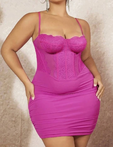 Rochie scurta Plus Size SHEIN CURVE, roz