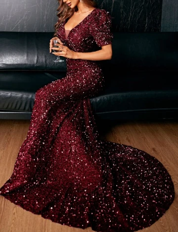 Rochie lunga Miss ord, rosu