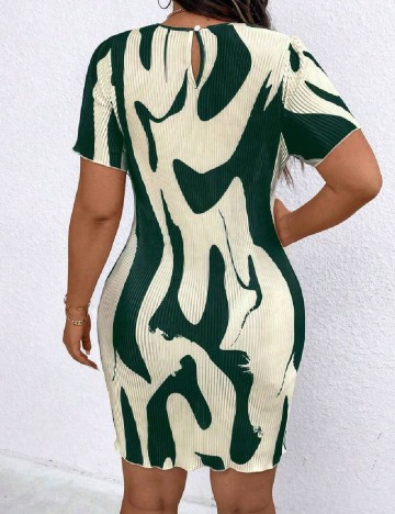 Rochie scurta SHEIN CURVE, verde/ecru