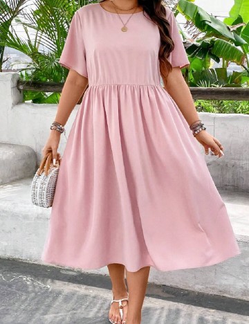 Rochie medie SHEIN CURVE, roz pudra