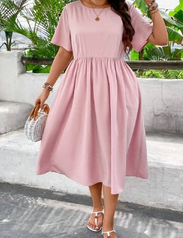 Rochie medie SHEIN CURVE, roz pudra