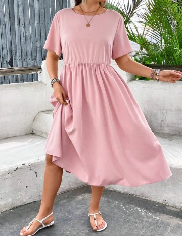 Rochie medie SHEIN CURVE, roz pudra