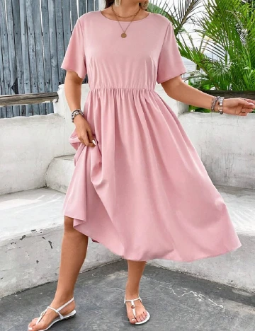 Rochie medie SHEIN CURVE, roz pudra