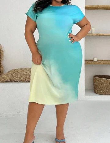 Rochie medie SHEIN CURVE, albastru