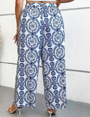 Pantaloni SHEIN CURVE, alb/albastru