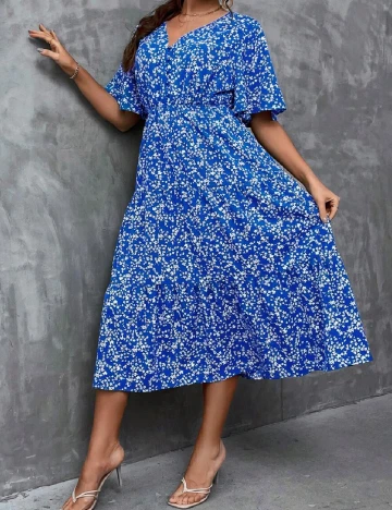 Rochie medie SHEIN CURVE, albastru