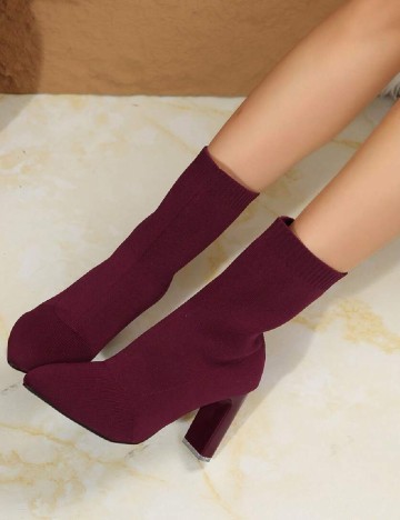 Botine SHEIN, burgundy