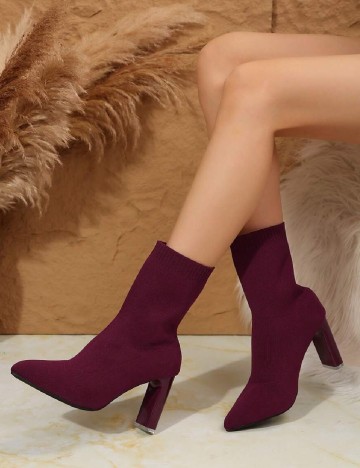 Botine SHEIN, burgundy