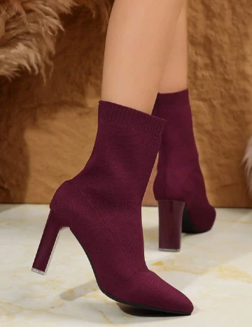 Botine SHEIN, burgundy
