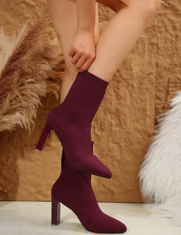 Botine SHEIN, burgundy