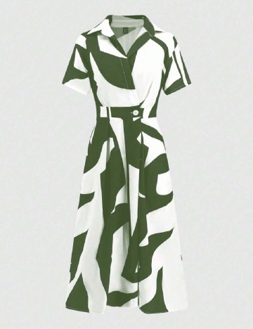 Rochie medie SHEIN, verde/alb