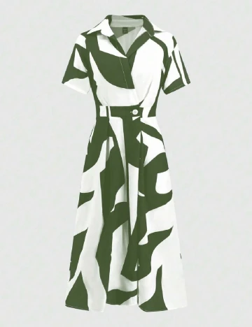 Rochie medie SHEIN, verde/alb