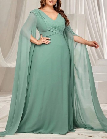 Rochie lunga Faeriesty Plus Size, verde