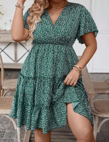 Rochie scurta SHEIN CURVE, verde