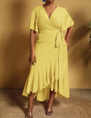 Rochie medie SHEIN CURVE, galben