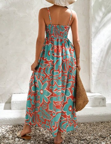 Rochie lunga SHEIN, turcoaz/portocaliu