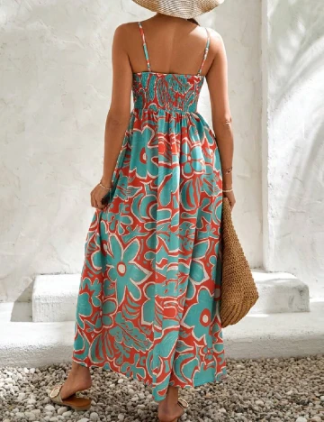 Rochie lunga SHEIN, turcoaz/portocaliu Albastru