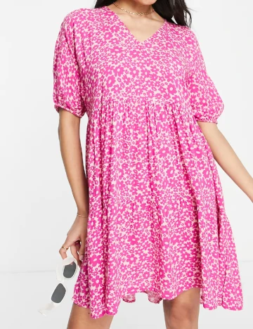 Rochie scurta Pieces, roz Roz