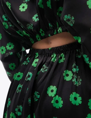 Rochie lunga Top Shop, negru/verde