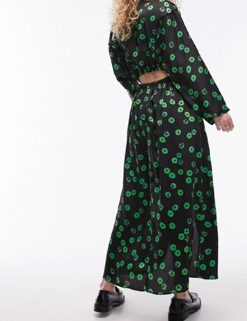 Rochie lunga Top Shop, negru/verde