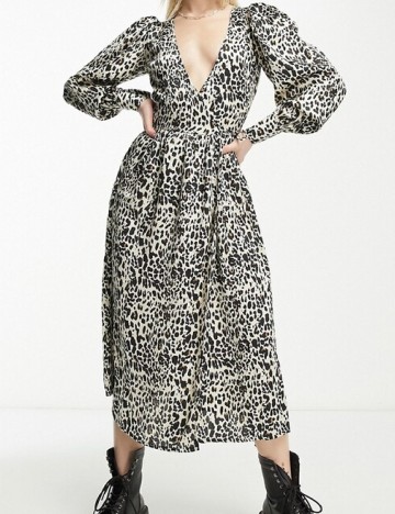 Rochie medie Violet Romance, animal print