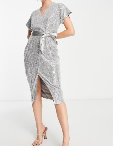 Rochie medie Closet London, argintiu
