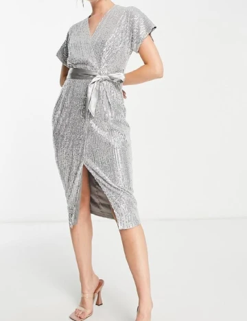 Rochie medie Closet London, argintiu