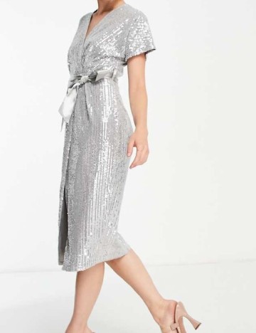 Rochie medie Closet London, argintiu