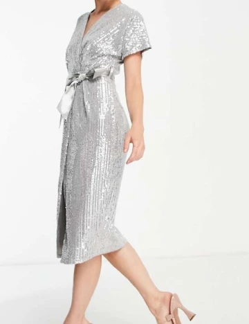 Rochie medie Closet London, argintiu