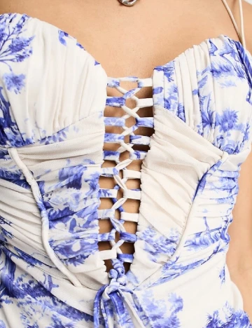 Rochie medie ASOS, alb/albastru