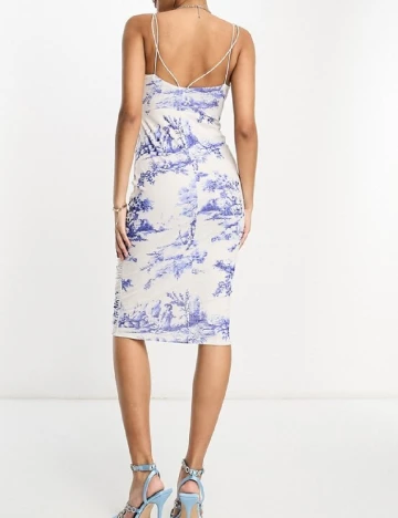 Rochie medie ASOS, alb/albastru