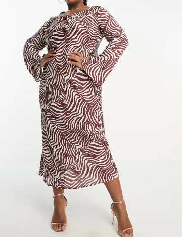 Rochie medie ASOS Curve, alb/maro