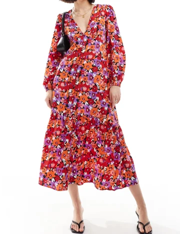 Rochie medie Violet Romance, floral print Floral print