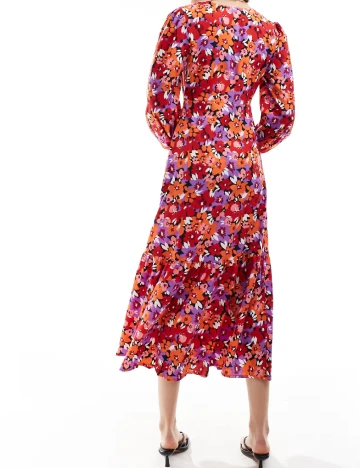 Rochie medie Violet Romance, floral print Floral print