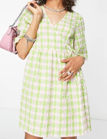 Rochie scurta ASOS, verde/roz