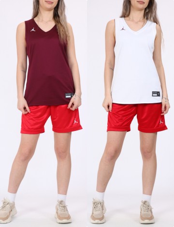 
						Maiou reversibil Jordan, visiniu/alb