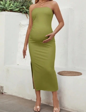 Rochie lunga SHEIN Maternity, verde