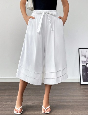 Pantaloni trei sferturi SHEIN, alb