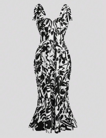 Rochie medie SHEIN CURVE, alb/negru