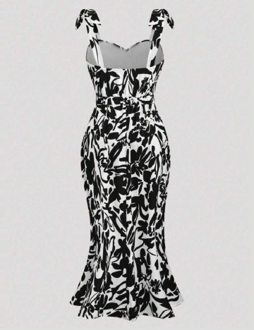 Rochie medie SHEIN CURVE, alb/negru
