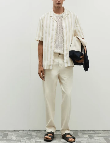 Camasa H&M, alb/bej