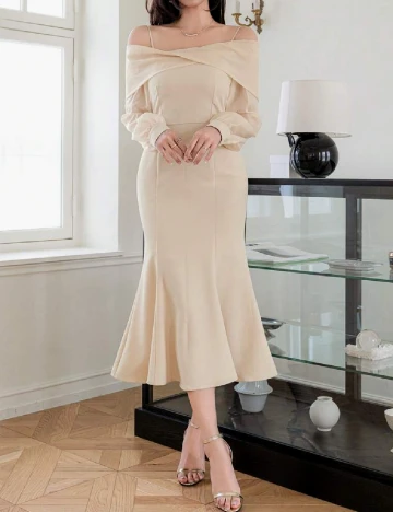 Rochie medie Dazy, crem