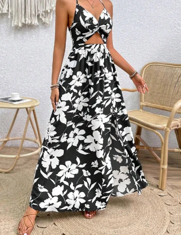 Rochie medie SHEIN, alb/negru