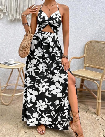 Rochie medie SHEIN, alb/negru