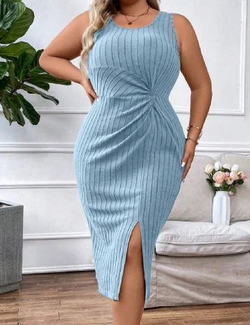 Rochie medie SHEIN CURVE, albastru