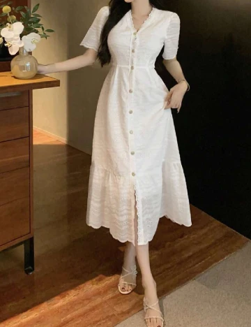 Rochie medie Dazy, alb Alb