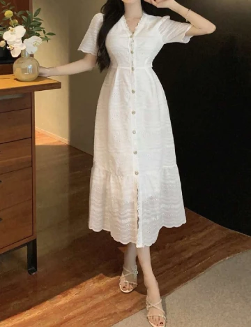 Rochie medie Dazy, alb Alb