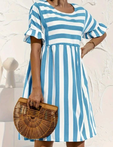 Rochie scurta SHEIN, alb/albastru