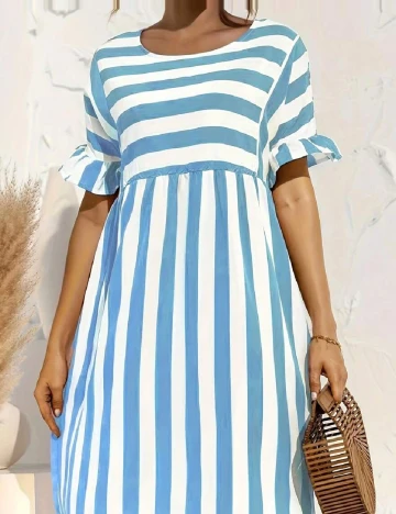 Rochie scurta SHEIN, alb/albastru